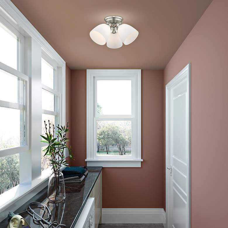 Image 6 3 Light Brushed Nickel Ceiling Mount more views