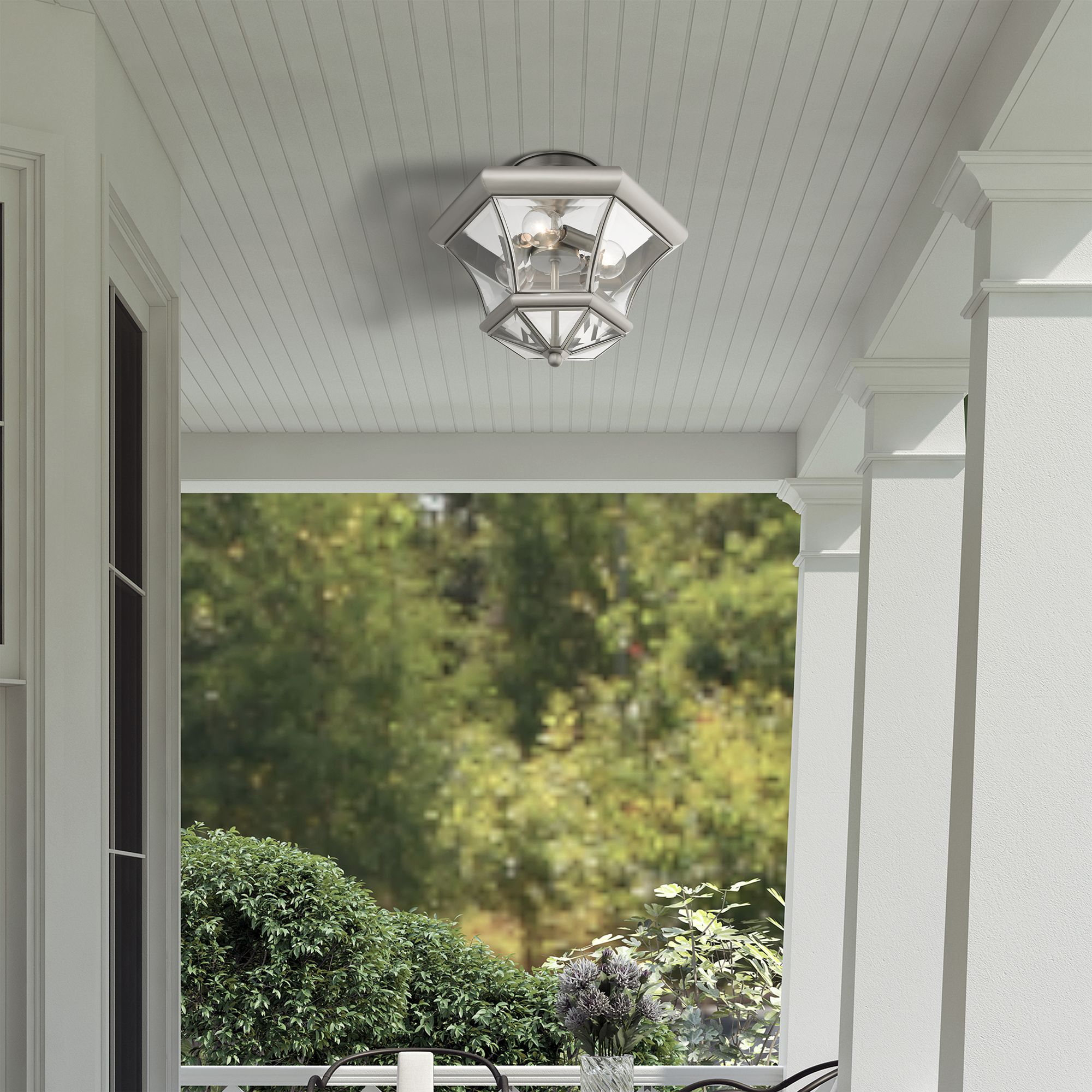 3 Light Brushed Nickel Ceiling Mount in scene