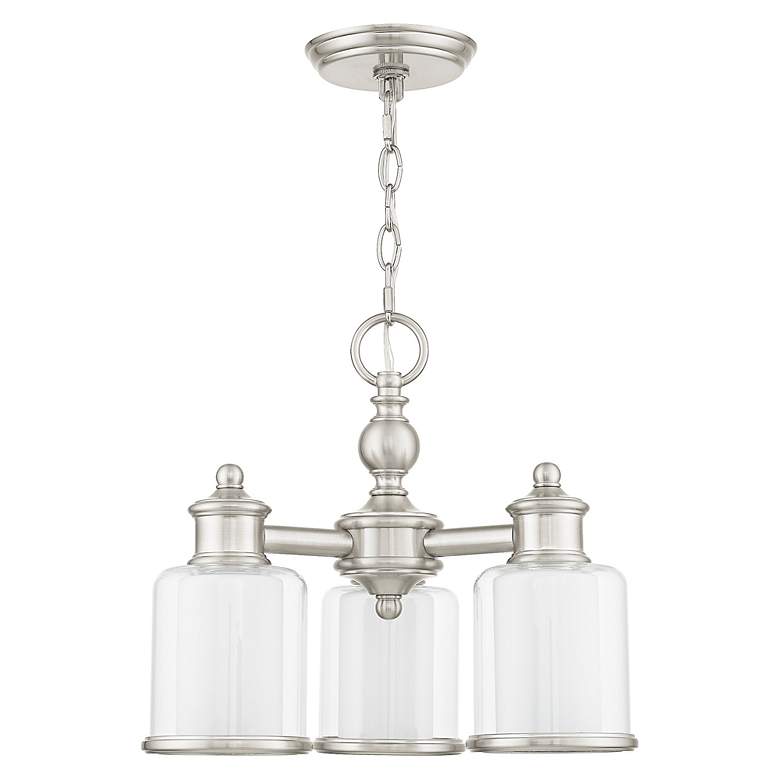 Image 3 3 Light Brushed Nickel Convertible Mini Chandelier/Ceiling Mount more views