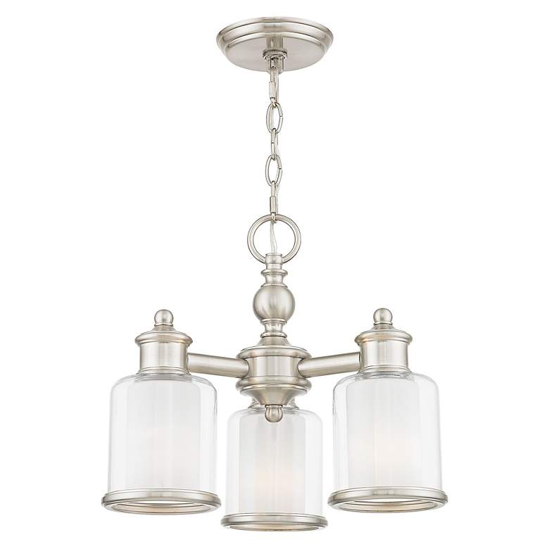 Image 5 3 Light Brushed Nickel Convertible Mini Chandelier/Ceiling Mount more views