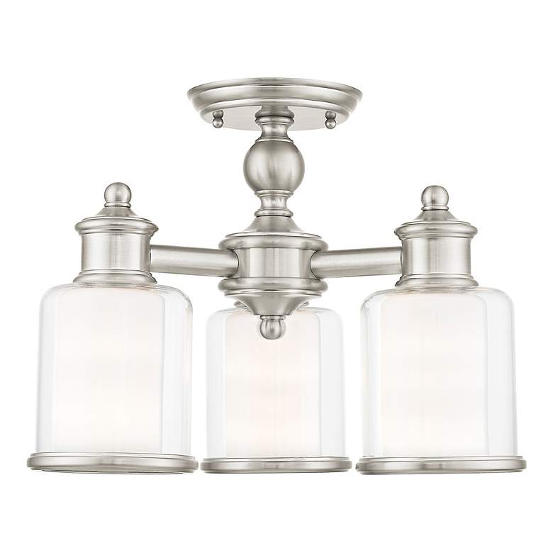 Image 6 3 Light Brushed Nickel Convertible Mini Chandelier/Ceiling Mount more views
