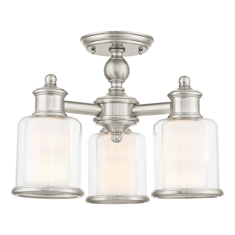 Image 7 3 Light Brushed Nickel Convertible Mini Chandelier/Ceiling Mount more views