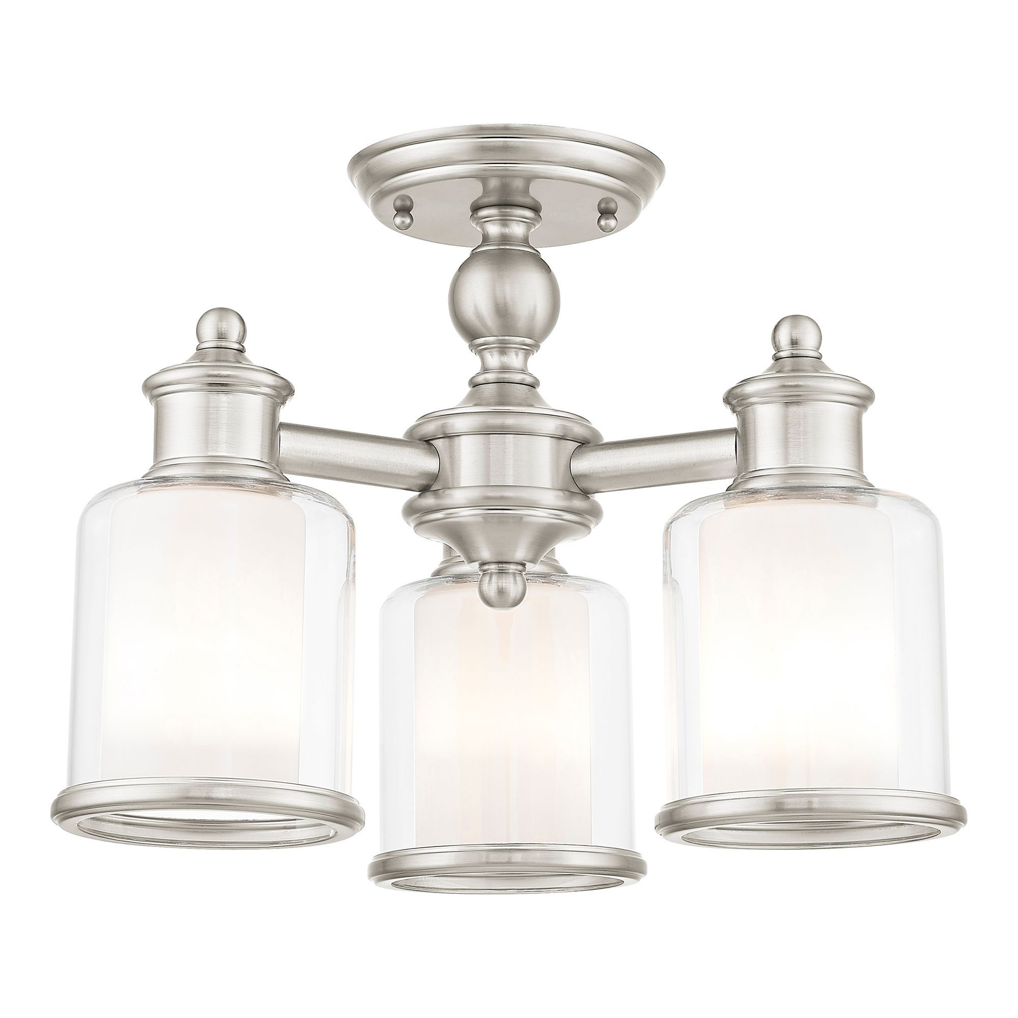 3 Light Brushed Nickel Convertible Mini Chandelier/Ceiling Mount