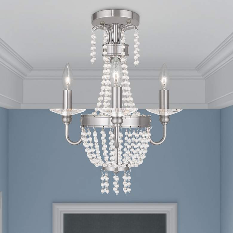 Image 1 3 Light Brushed Nickel Convertible Mini Chandelier/Ceiling Mount