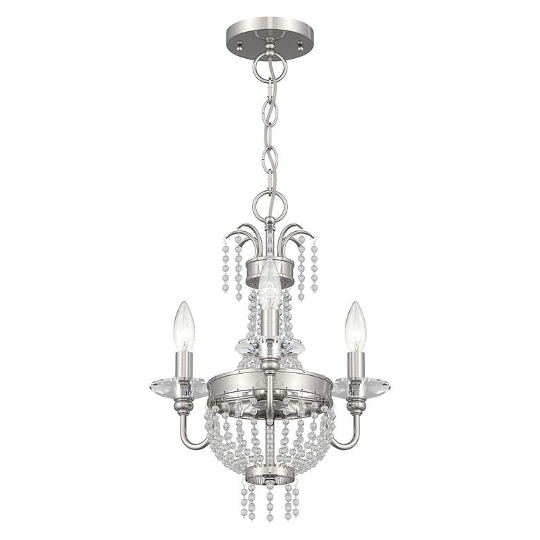 Image 3 3 Light Brushed Nickel Convertible Mini Chandelier/Ceiling Mount more views
