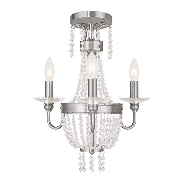 Image 6 3 Light Brushed Nickel Convertible Mini Chandelier/Ceiling Mount more views