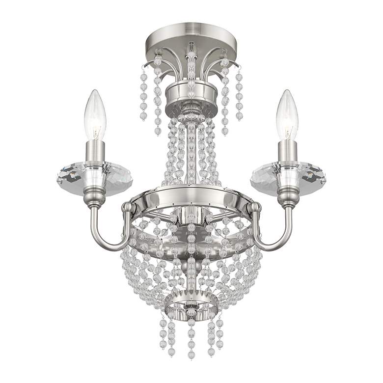 Image 7 3 Light Brushed Nickel Convertible Mini Chandelier/Ceiling Mount more views