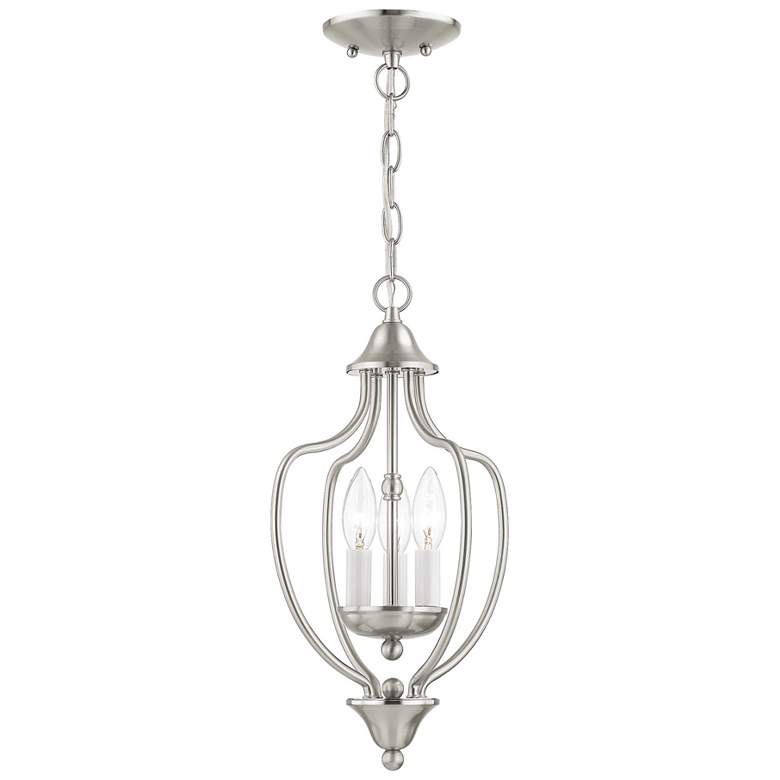 Image 2 3 Light Brushed Nickel Convertible Mini Chandelier/Ceiling Mount