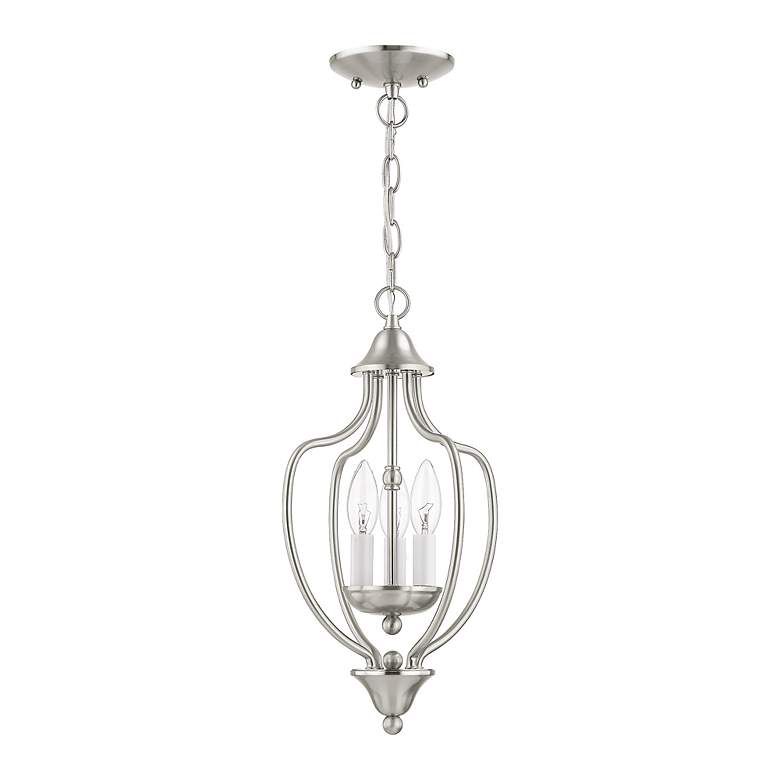 Image 3 3 Light Brushed Nickel Convertible Mini Chandelier/Ceiling Mount more views