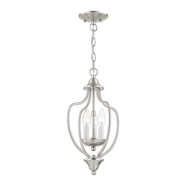 Image 4 3 Light Brushed Nickel Convertible Mini Chandelier/Ceiling Mount more views
