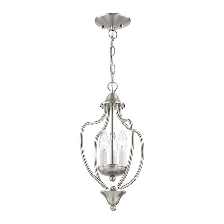 Image 5 3 Light Brushed Nickel Convertible Mini Chandelier/Ceiling Mount more views
