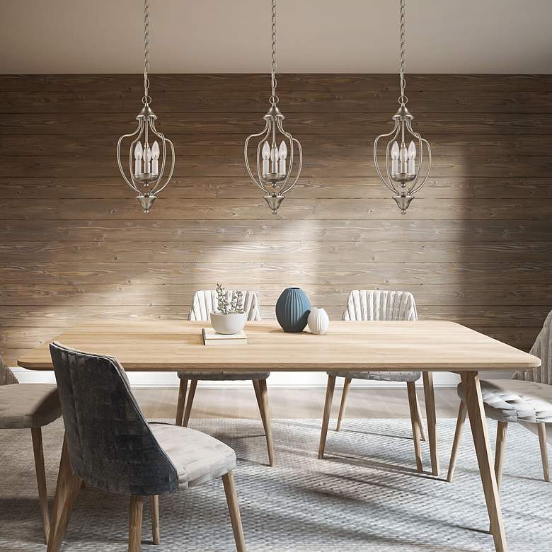 Image 6 3 Light Brushed Nickel Convertible Mini Chandelier/Ceiling Mount more views