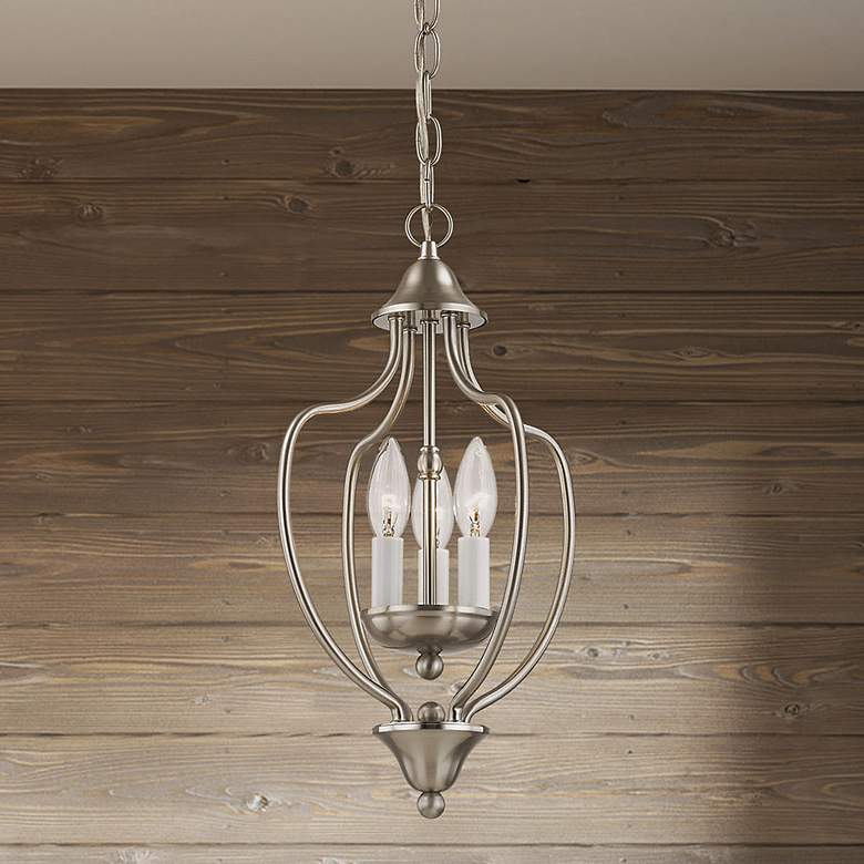 Image 7 3 Light Brushed Nickel Convertible Mini Chandelier/Ceiling Mount more views