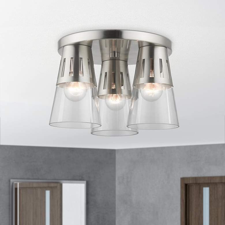 Image 1 3 Light Brushed Nickel Flush Mount