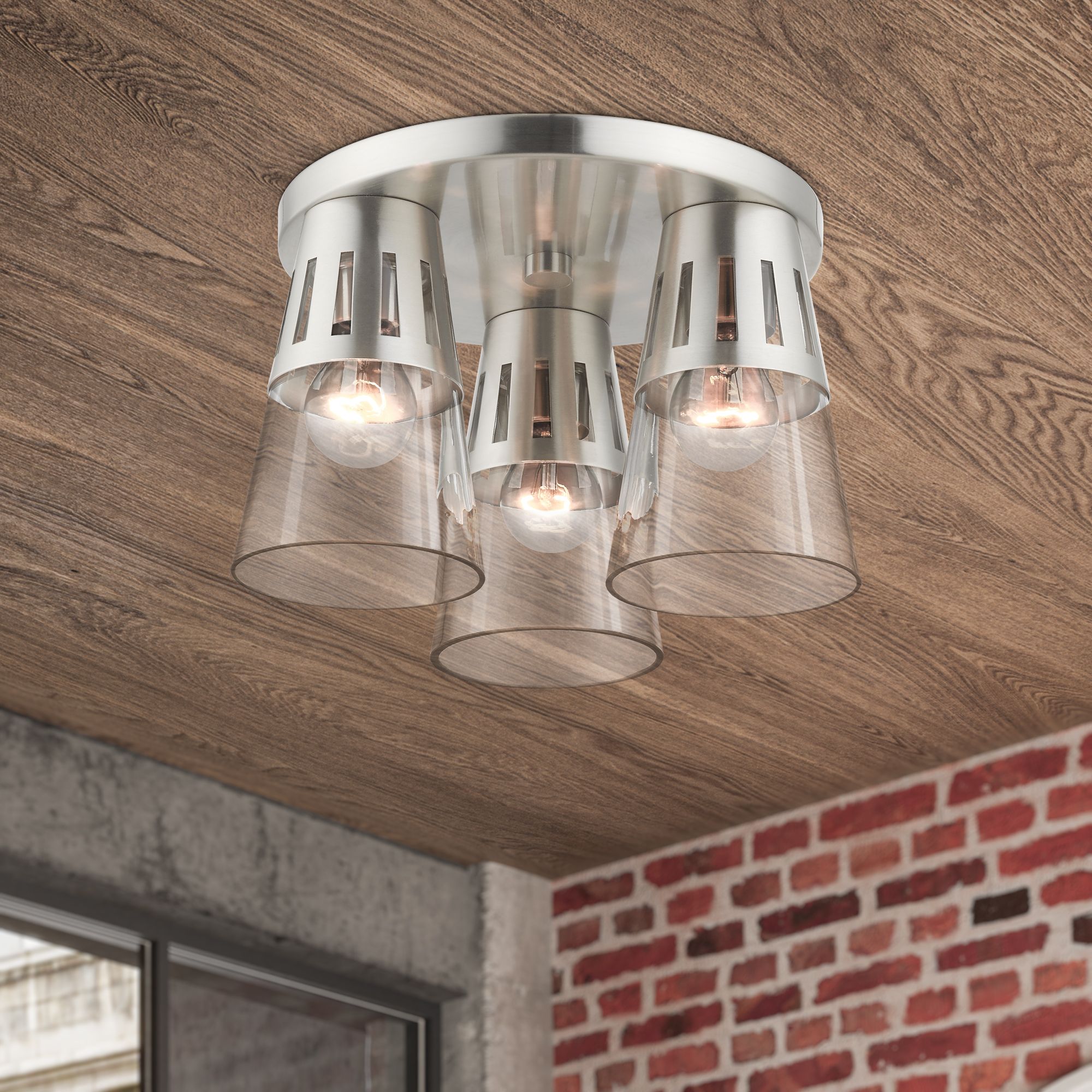 3 Light Brushed Nickel Flush Mount