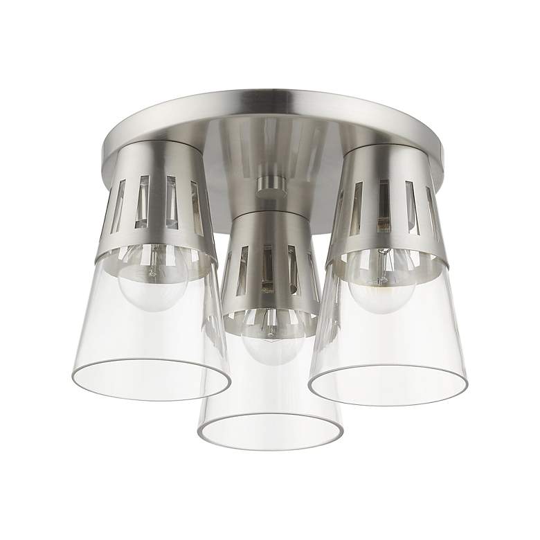 Image 4 3 Light Brushed Nickel Flush Mount more views