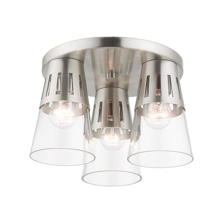 Image 5 3 Light Brushed Nickel Flush Mount more views