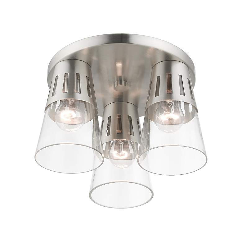 Image 6 3 Light Brushed Nickel Flush Mount more views