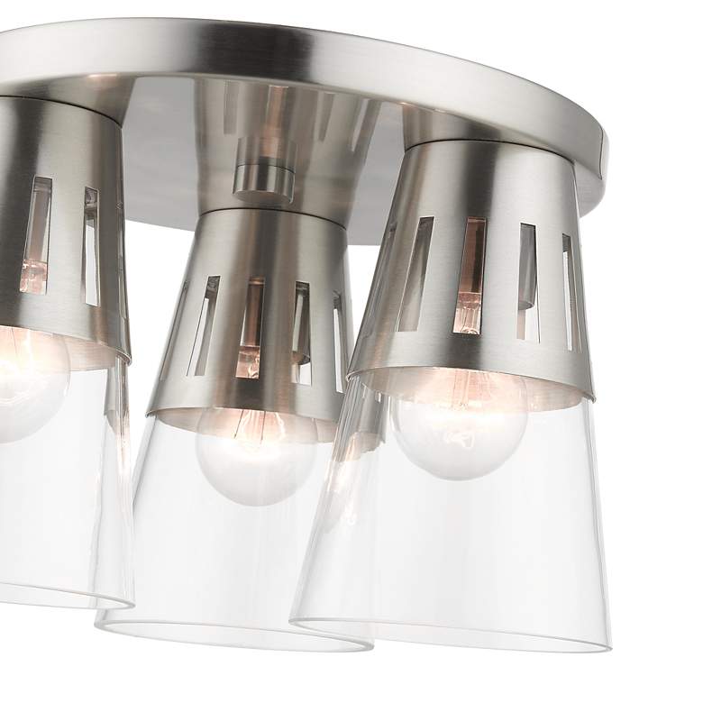 Image 7 3 Light Brushed Nickel Flush Mount more views
