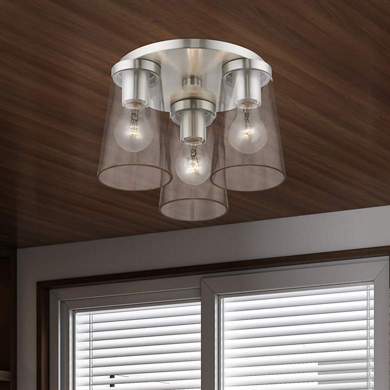 Image 1 3 Light Brushed Nickel Large Flush Mount