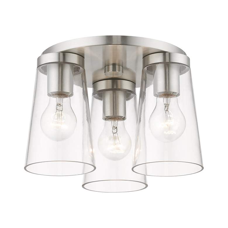 Image 4 3 Light Brushed Nickel Large Flush Mount more views