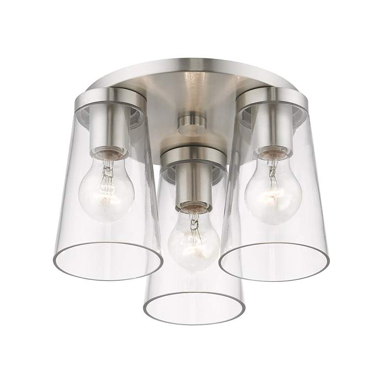 Image 5 3 Light Brushed Nickel Large Flush Mount more views