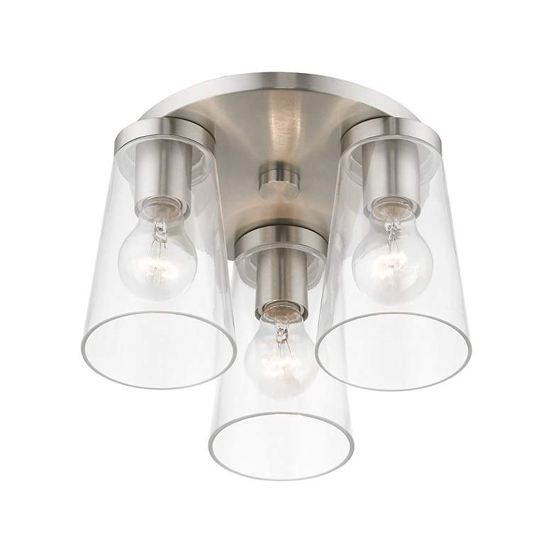 Image 6 3 Light Brushed Nickel Large Flush Mount more views
