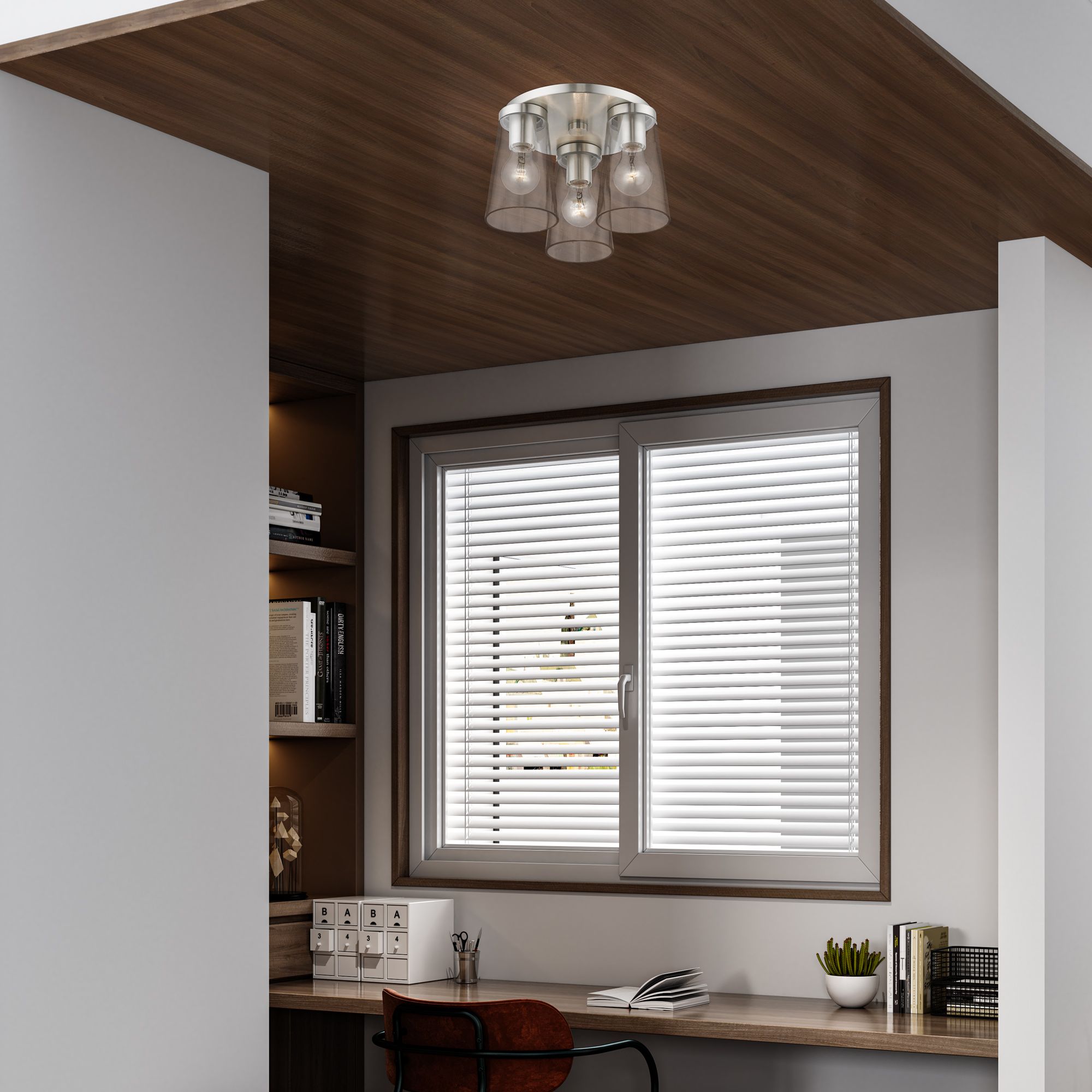 3 Light Brushed Nickel Large Flush Mount