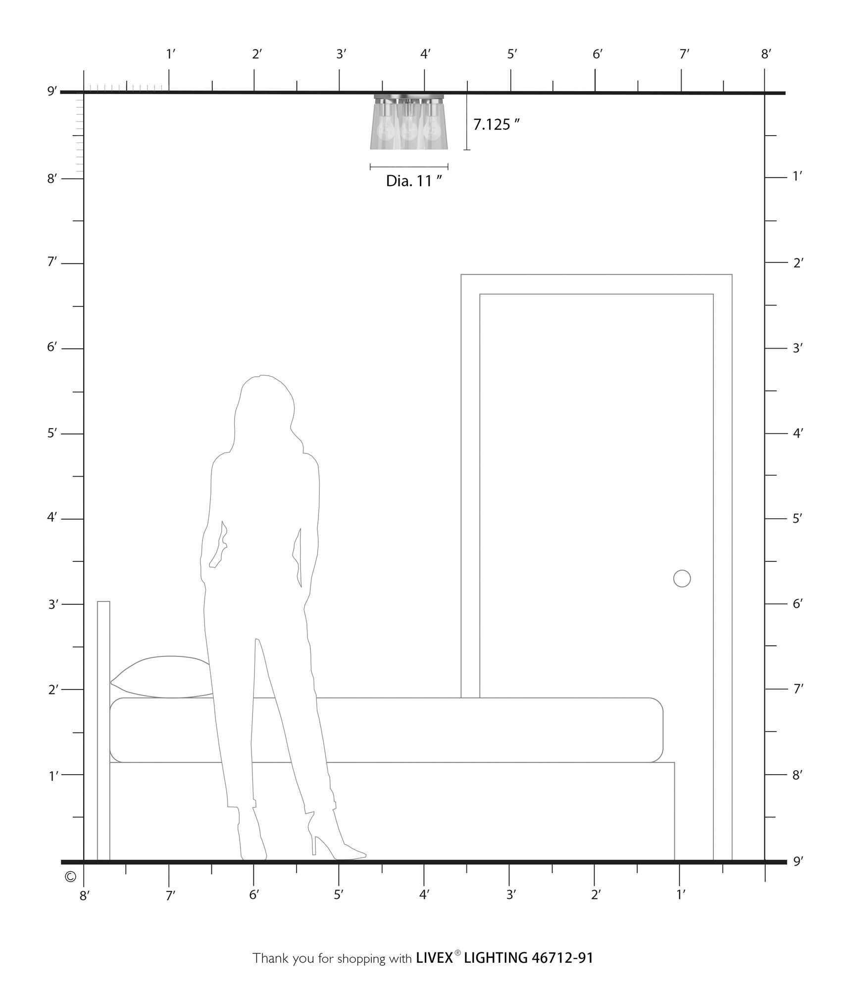 3 Light Brushed Nickel Large Flush Mount
