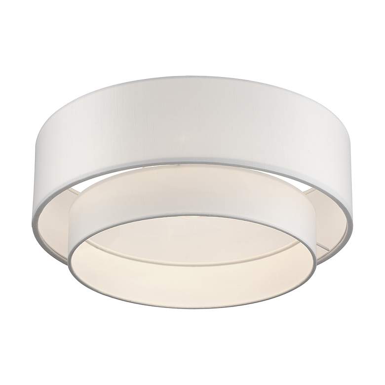Image 4 3 Light Brushed Nickel Large Semi-Flush with Off-White Shades more views