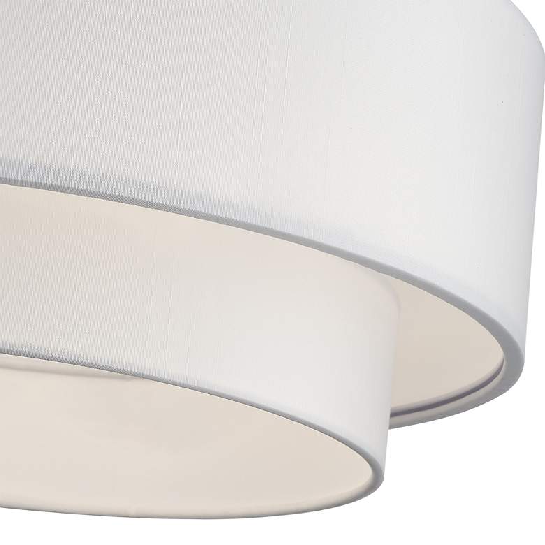 Image 6 3 Light Brushed Nickel Large Semi-Flush with Off-White Shades more views