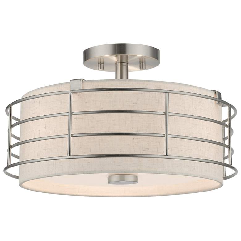Image 1 3 Light Brushed Nickel Large Semi-Flush