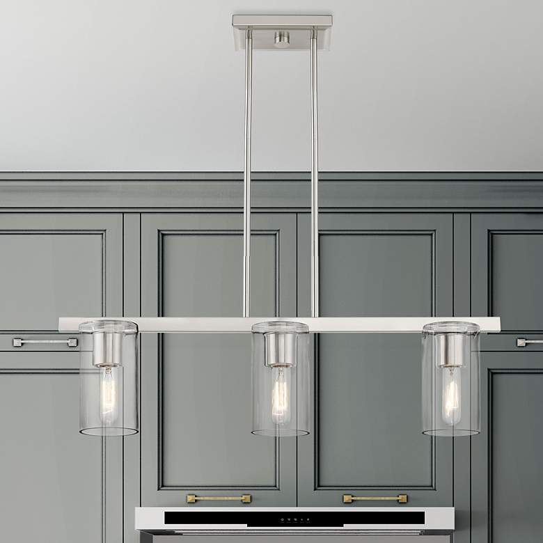 Image 1 3 Light Brushed Nickel Linear Chandelier