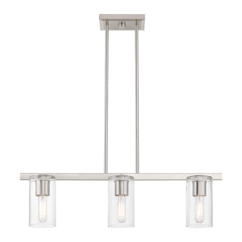 Image 3 3 Light Brushed Nickel Linear Chandelier more views