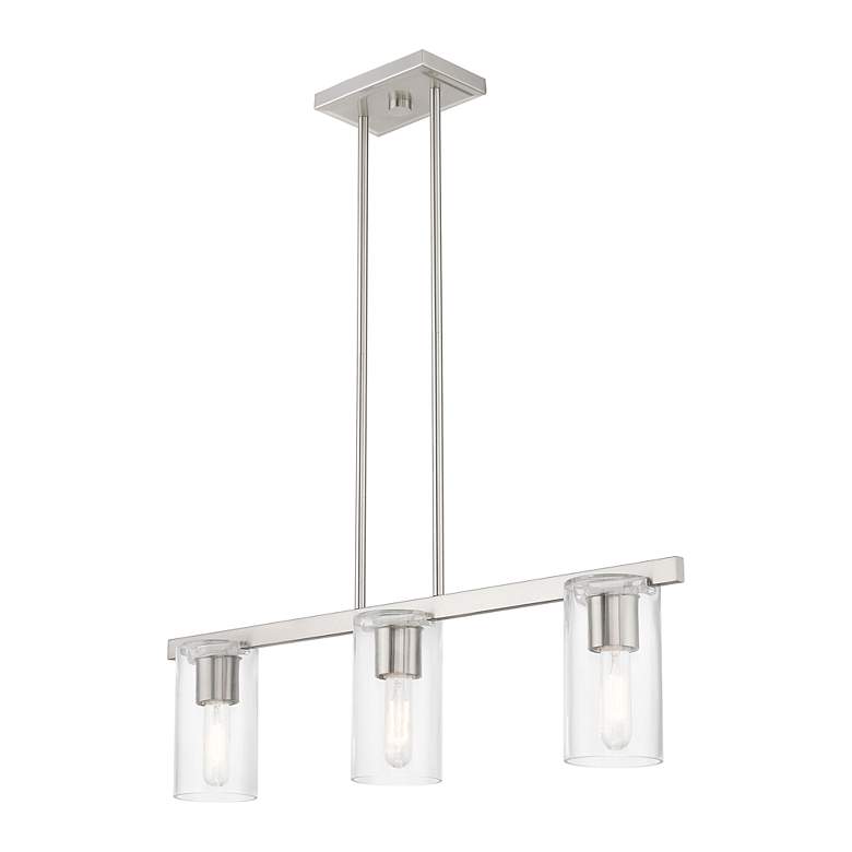 Image 4 3 Light Brushed Nickel Linear Chandelier more views