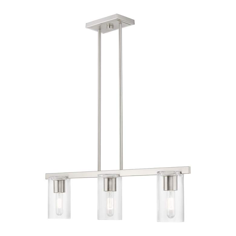 Image 5 3 Light Brushed Nickel Linear Chandelier more views
