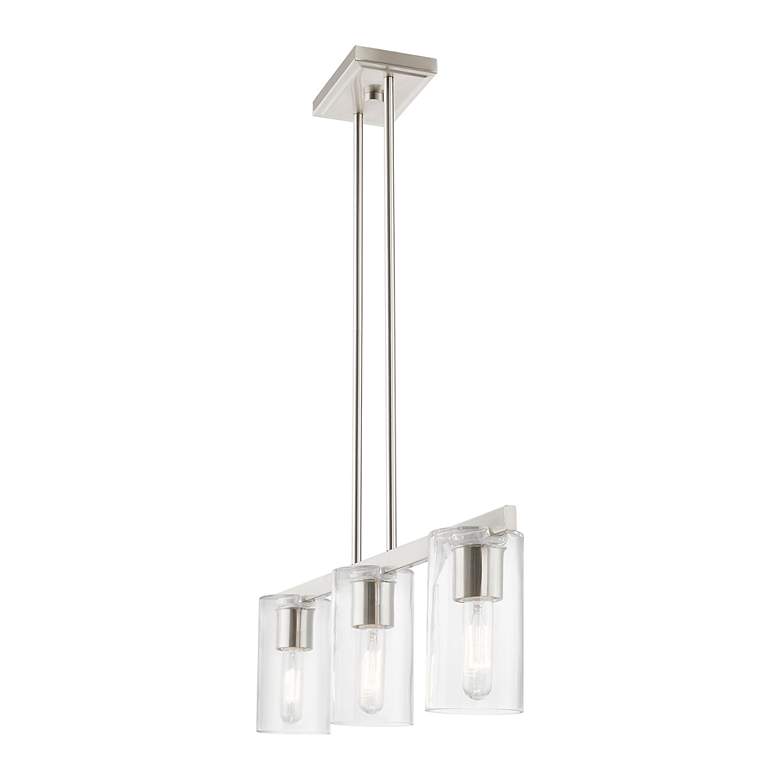 Image 6 3 Light Brushed Nickel Linear Chandelier more views