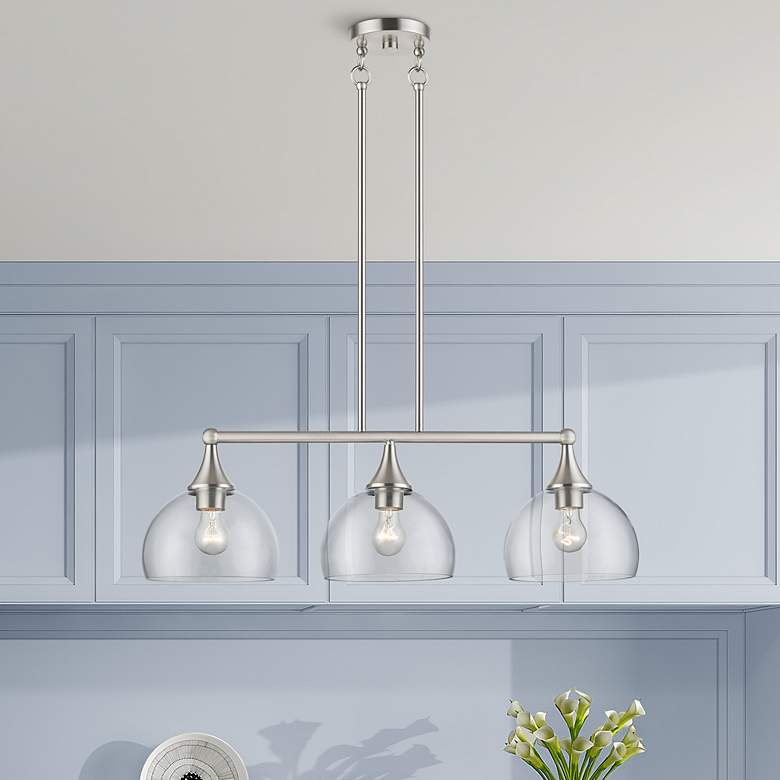 Image 1 3 Light Brushed Nickel Linear Chandelier