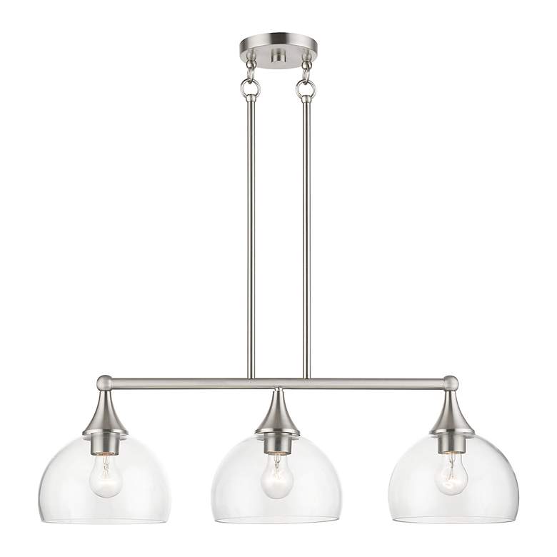 Image 4 3 Light Brushed Nickel Linear Chandelier more views