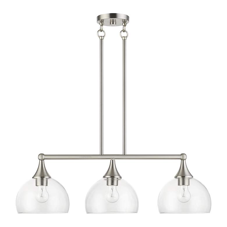 Image 5 3 Light Brushed Nickel Linear Chandelier more views