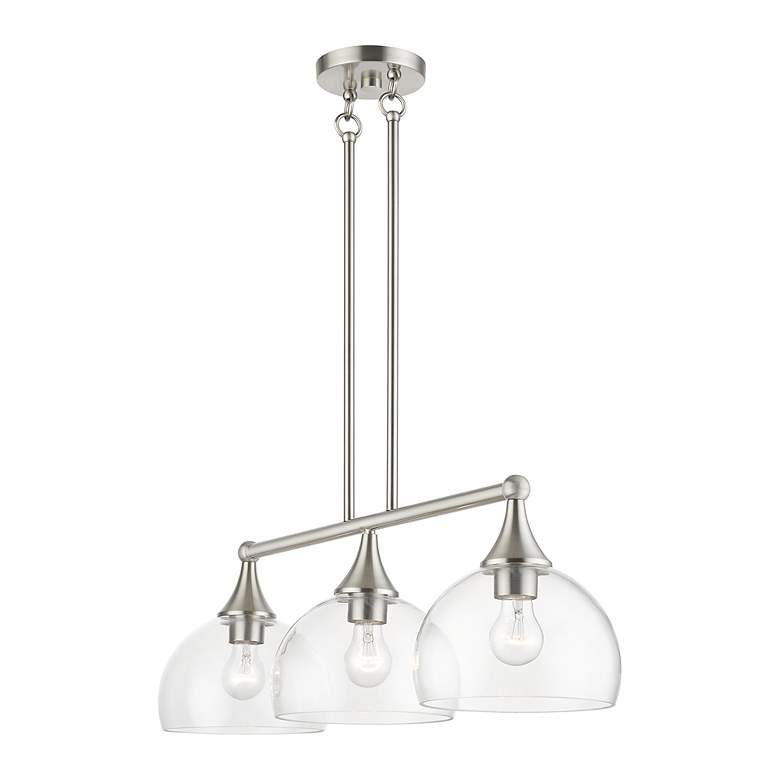 Image 6 3 Light Brushed Nickel Linear Chandelier more views