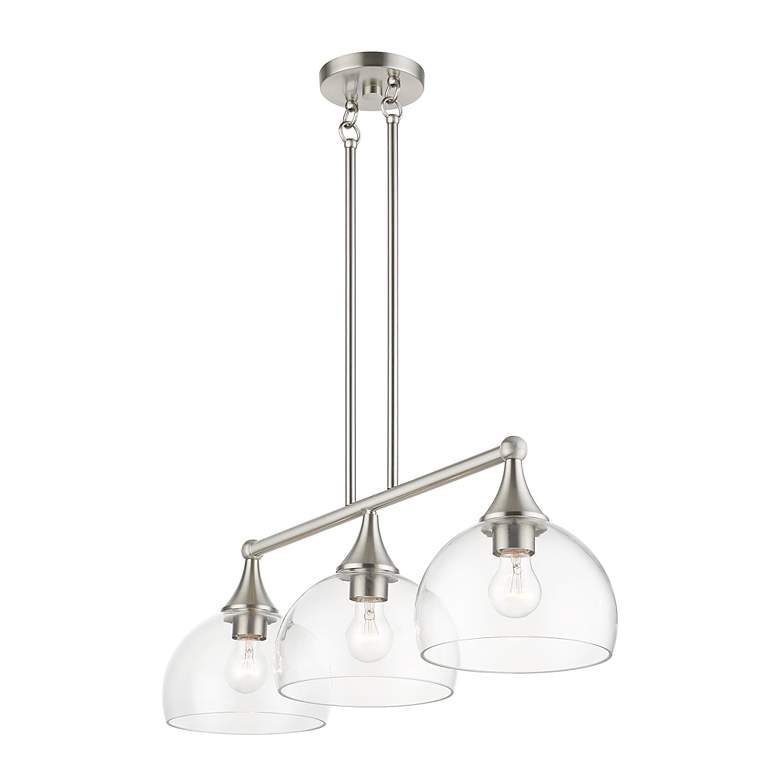Image 7 3 Light Brushed Nickel Linear Chandelier more views