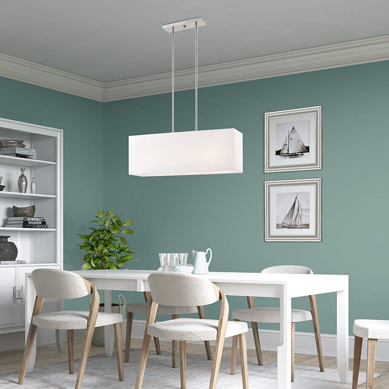 Image 7 3 Light Brushed Nickel Linear Chandelier more views