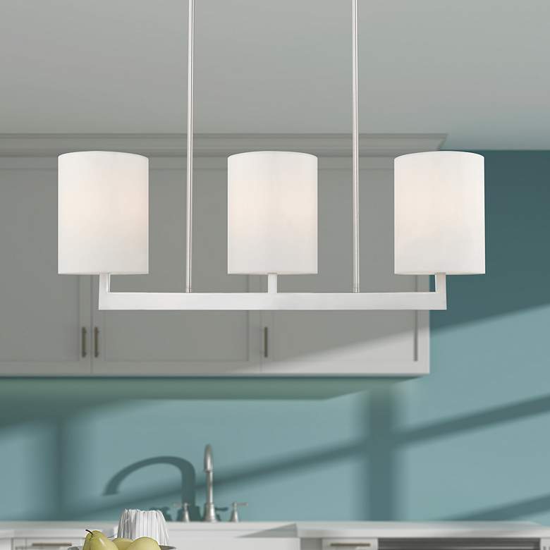 Image 1 3 Light Brushed Nickel Linear Chandelier