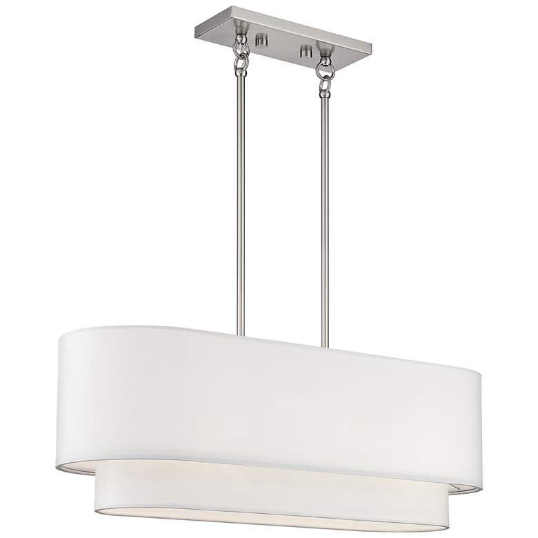 Image 3 3 Light Brushed Nickel Medium Linear Chandelier