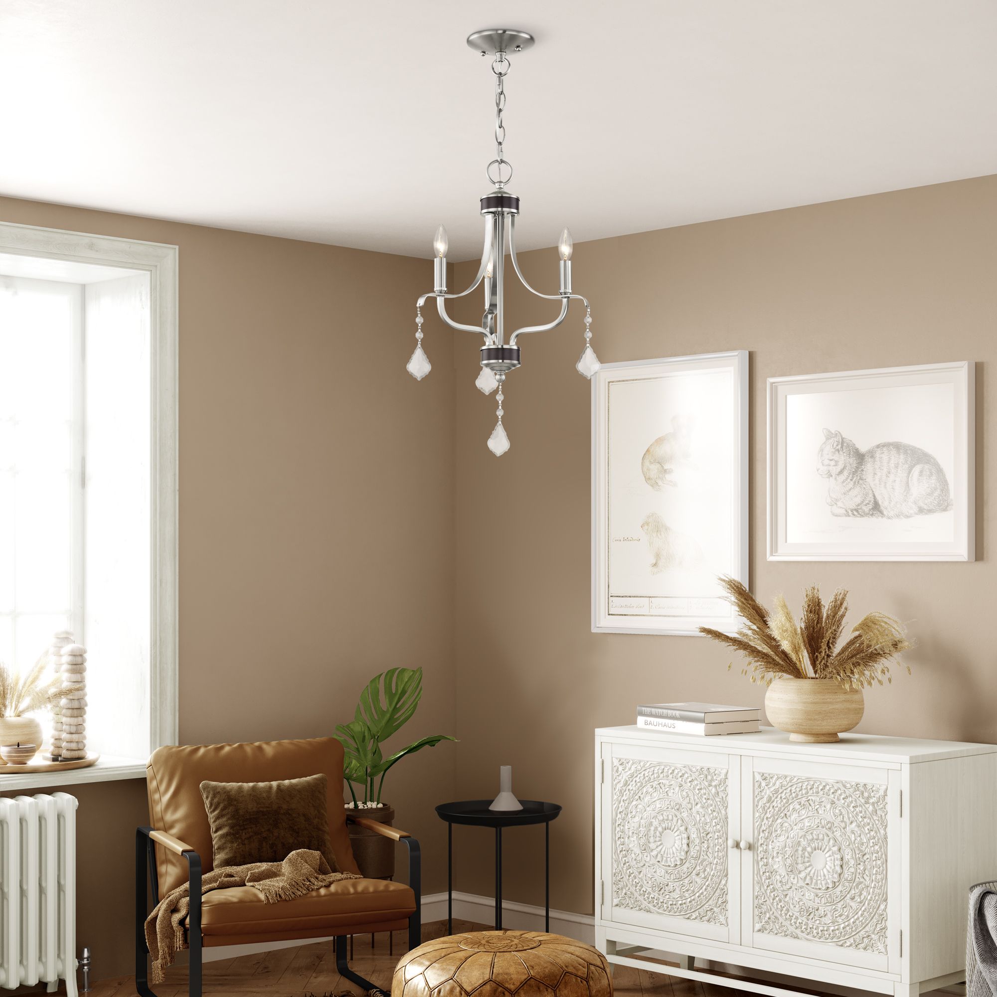 3 Light Brushed Nickel Mini Chandelier