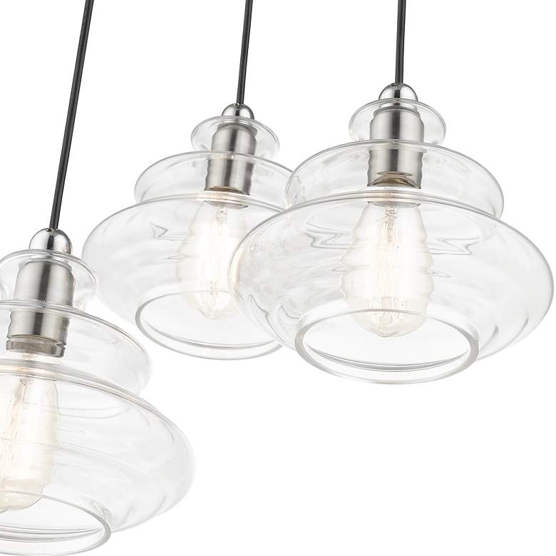 Image 7 3 Light Brushed Nickel Pendant Chandelier with Chrome Finish Accents more views