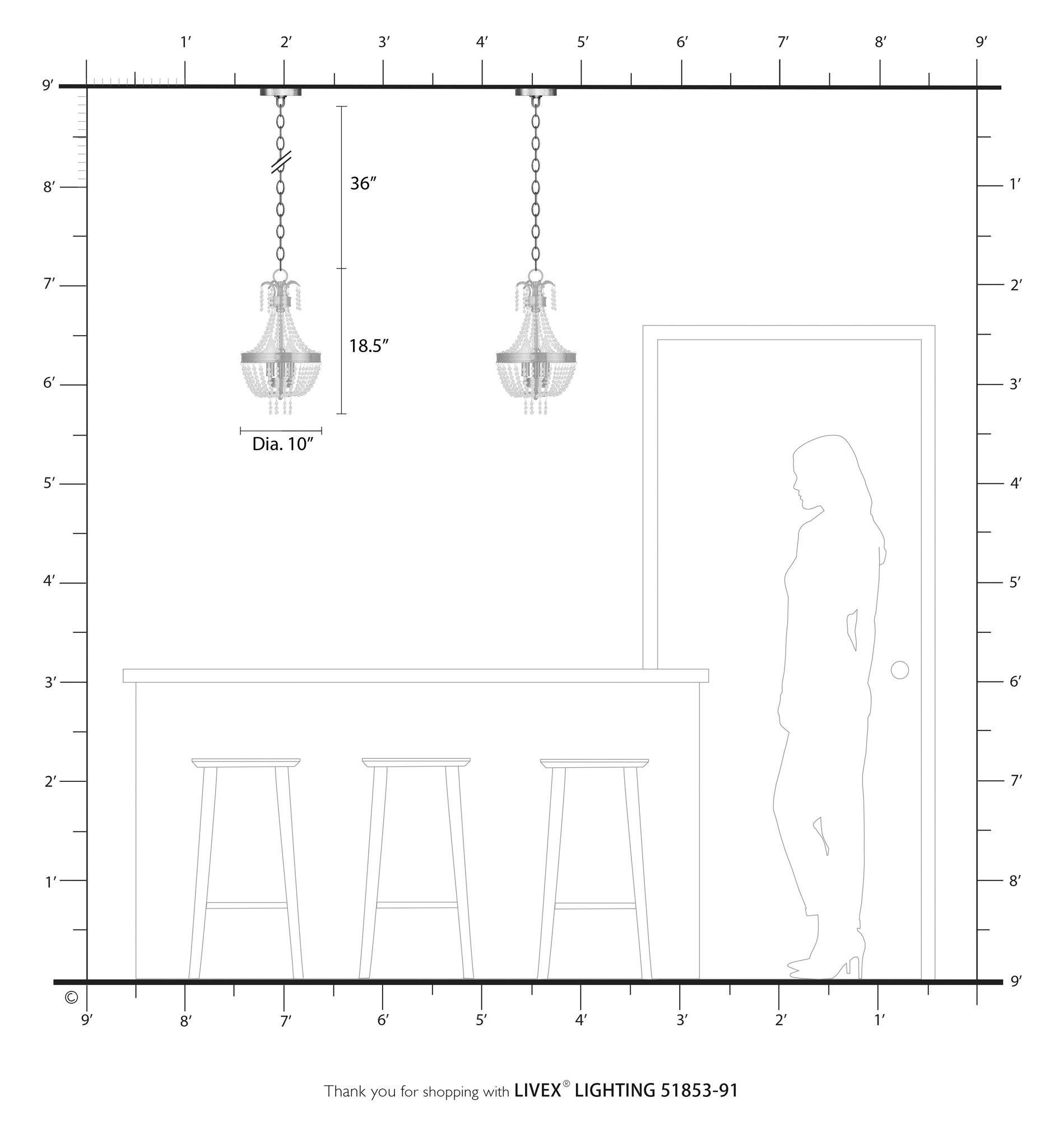 3 Light Brushed Nickel Pendant