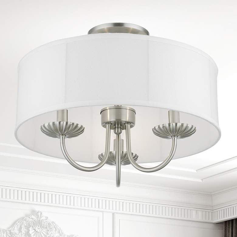 Image 1 3 Light Brushed Nickel Semi-Flush Mount