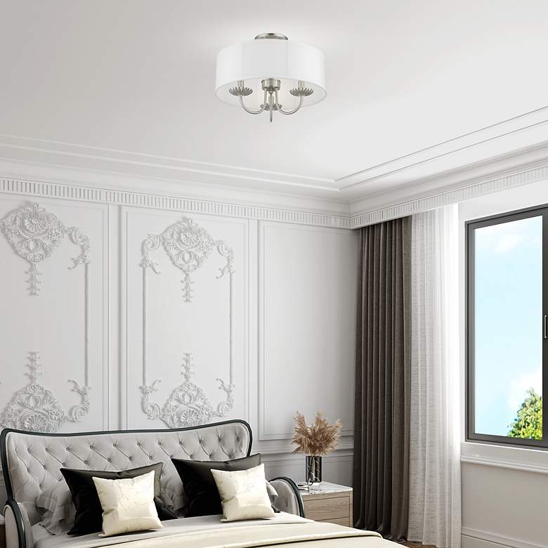 Image 7 3 Light Brushed Nickel Semi-Flush Mount more views